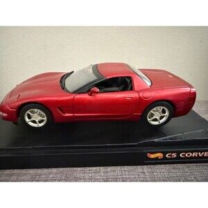 Hot wheels 1/18 Die-Cast C5 Red Corvette Model Car w/stand